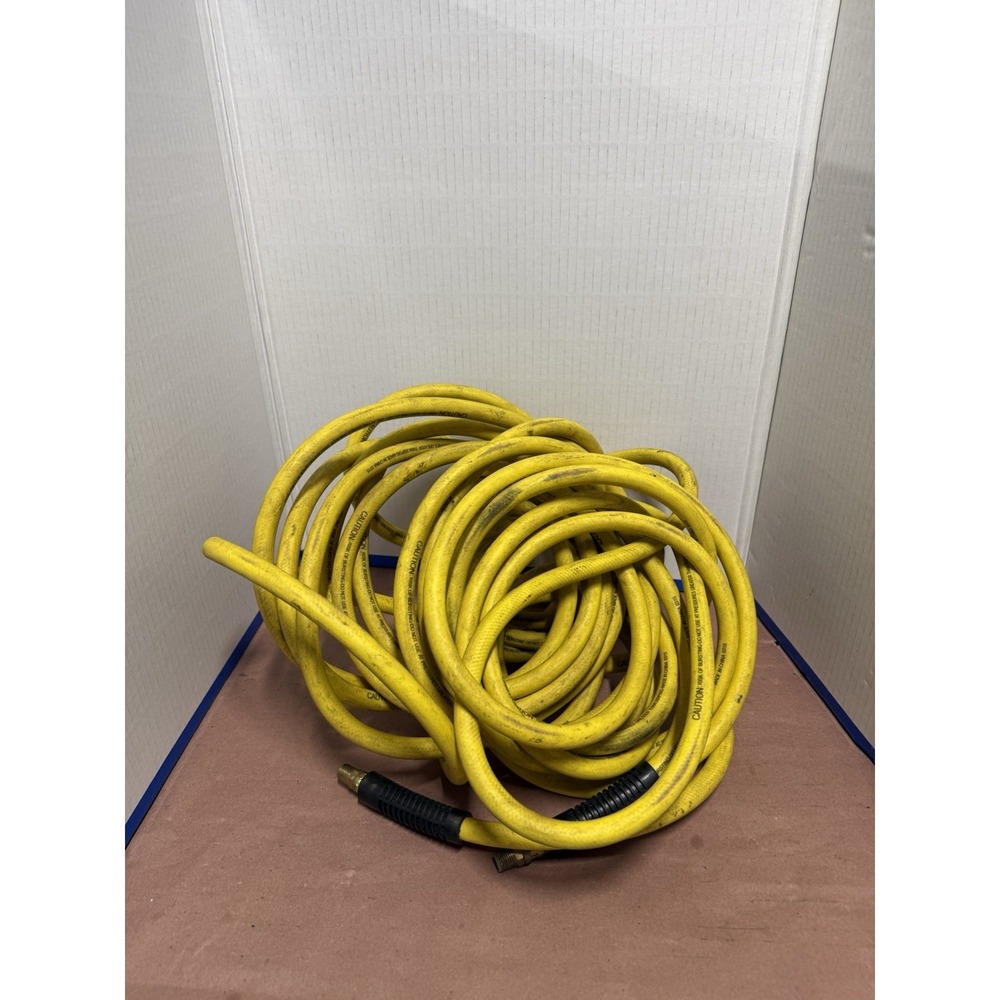50ft Heavy Duty Yellow Air Hose 3/8" Rubber Hybrid Compressor Hose 1/4" MNPT